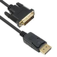 Cablu DisplayPort (DP) la DVI-D 24+1 pini, DeTech, 1.8m, tata, conductor cupru, conectori auriti